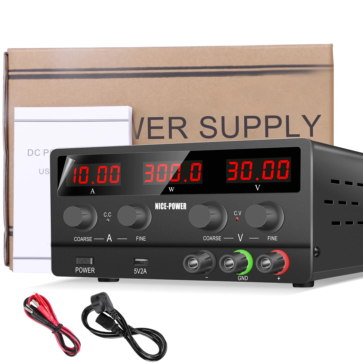 Nice-Power Adjustable DC Power Supply 30V 10A Lab Power Supply 300W Voltage Regulator Stabilizer 60V 5A Switching Bench Source