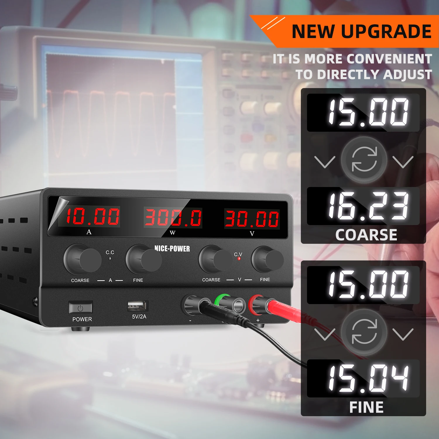 Nice-Power Adjustable DC Power Supply 30V 10A Lab Power Supply 300W Voltage Regulator Stabilizer 60V 5A Switching Bench Source