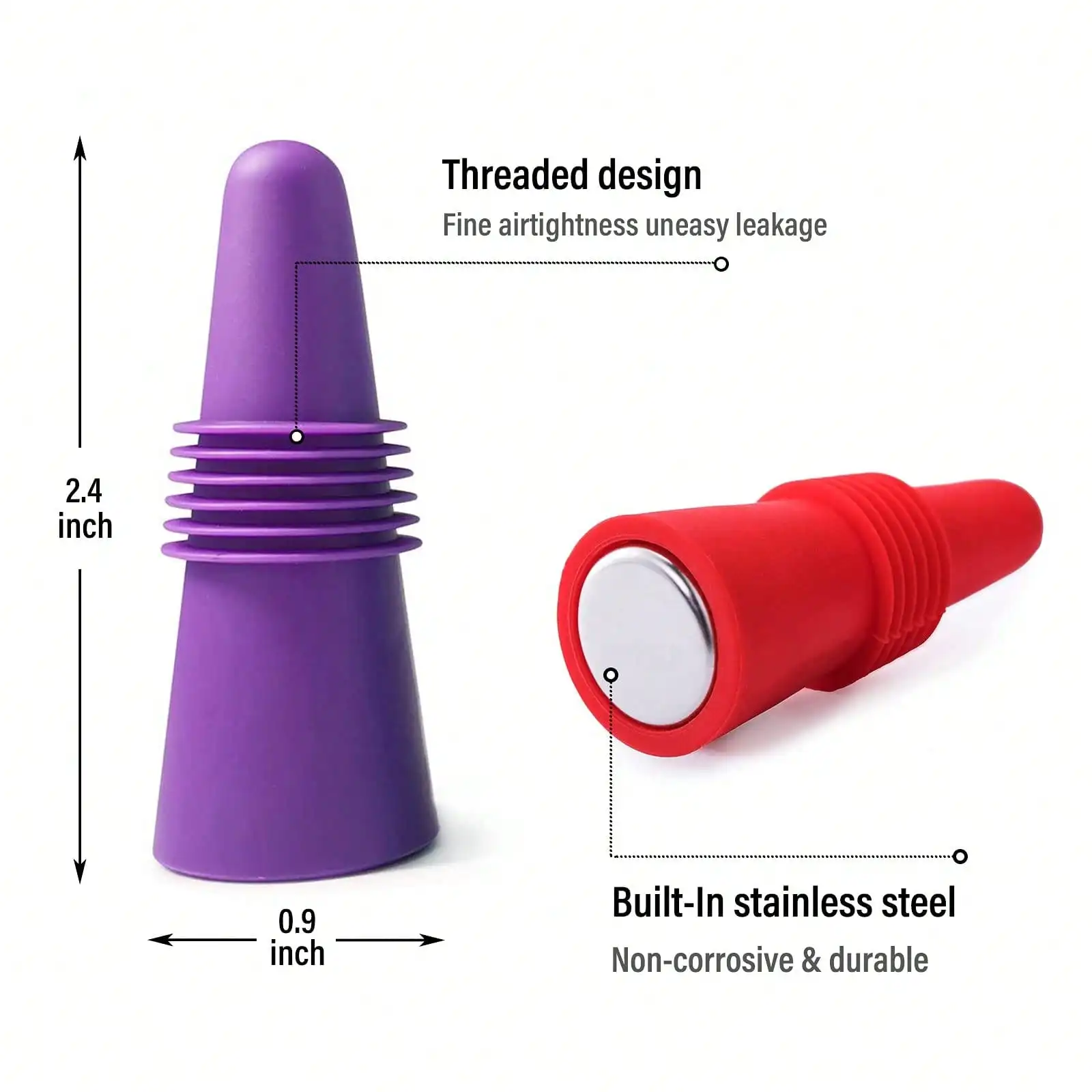 1pc Random Color Wine Stoppers Silicone Beverage Bottle Sealer Soft Tapered Wine Bottle Plug Leakproof Champagne Fresh Keeping Corks Kitchen Bar Tools