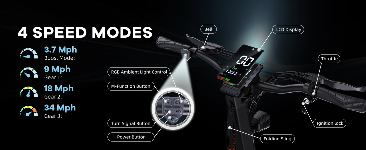 ONECNA T3PRO T3 Electric Scooter 32MPH,1500W 1000W Fast E-Scooter for Adults and Teens,10 Inch Off-Road Tires, Portable and Foldable Long Range Escooter Commuter RGB