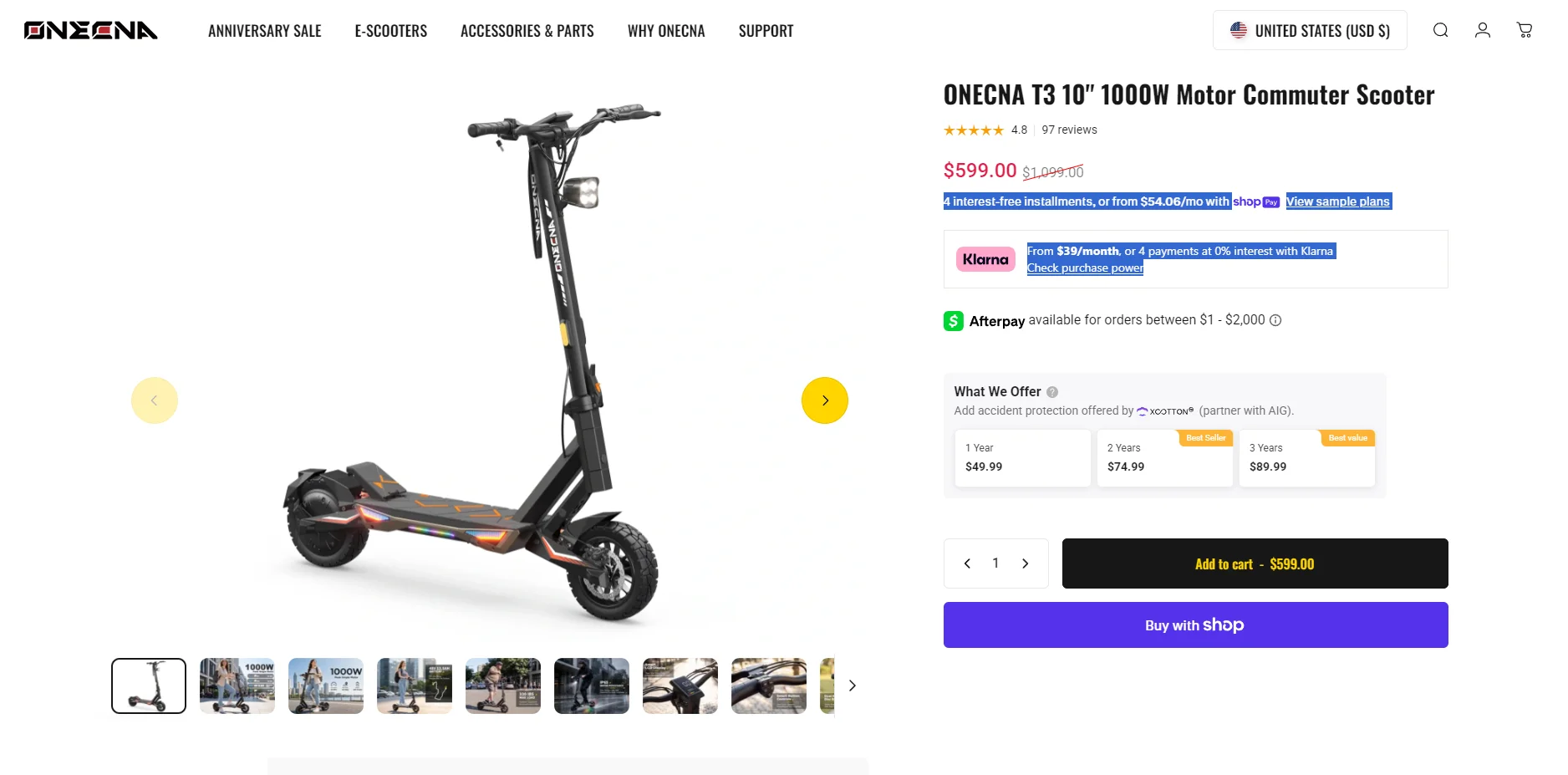 ONECNA T3PRO T3 Electric Scooter 32MPH,1500W 1000W Fast E-Scooter for Adults and Teens,10 Inch Off-Road Tires, Portable and Foldable Long Range Escooter Commuter RGB