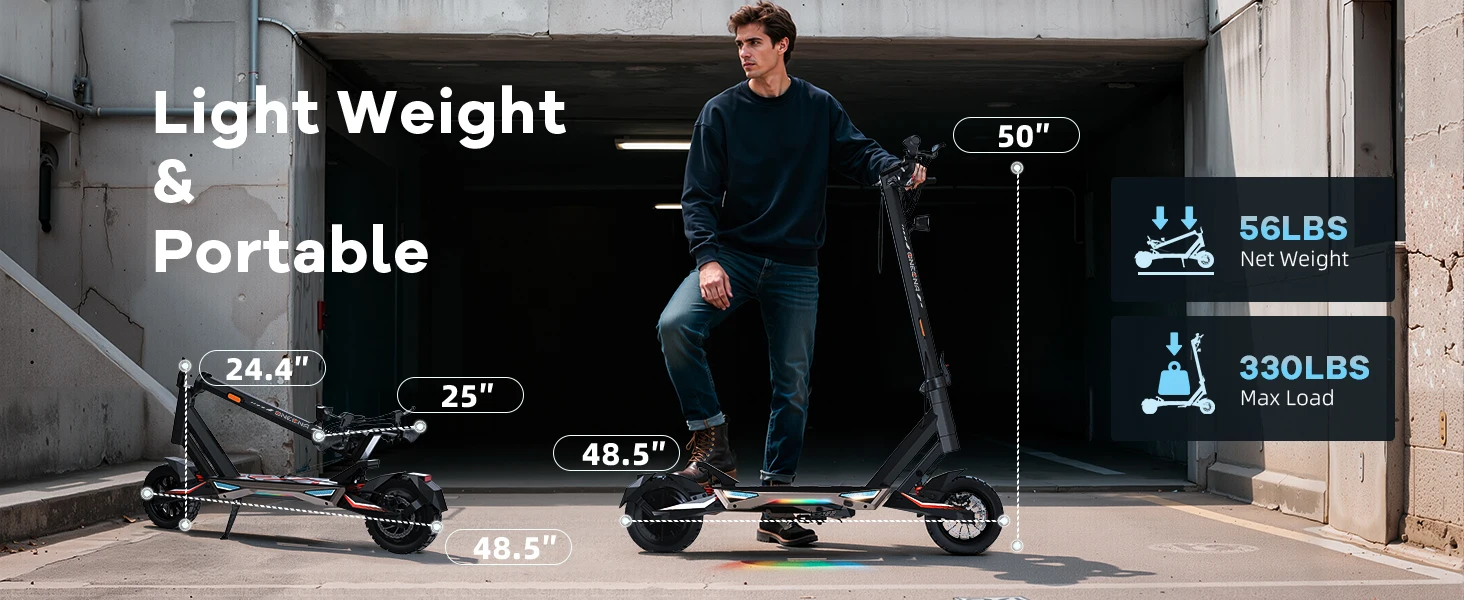 ONECNA T3PRO T3 Electric Scooter 32MPH,1500W 1000W Fast E-Scooter for Adults and Teens,10 Inch Off-Road Tires, Portable and Foldable Long Range Escooter Commuter RGB