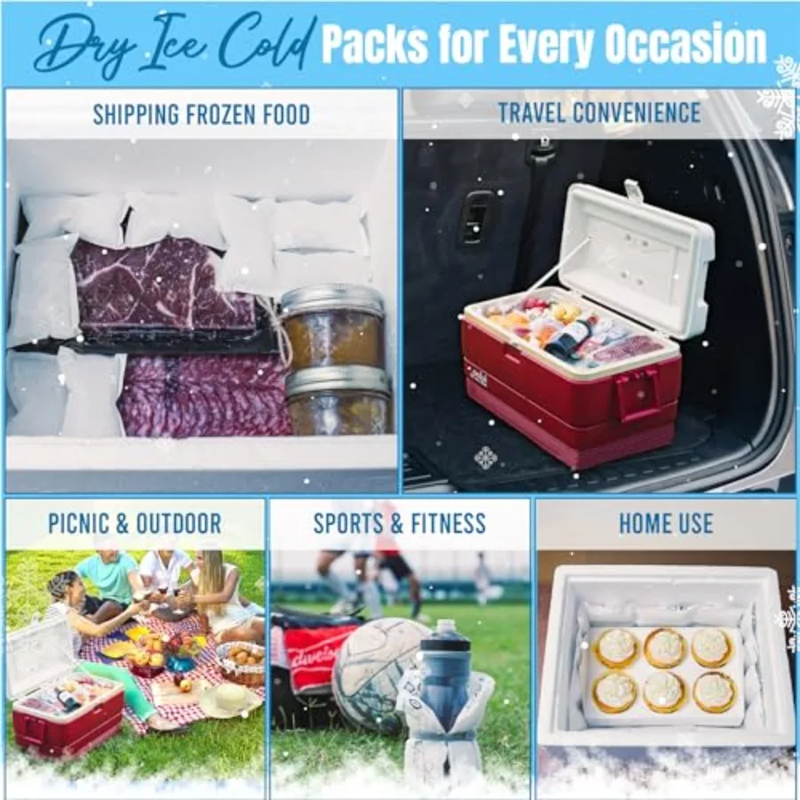 Shipping Cold Packs Dry Ice for Shipping Frozen Food, Flexible Cold Ice Pack Sheets for Coolers, Long Lasting Freezer Ice Packs
