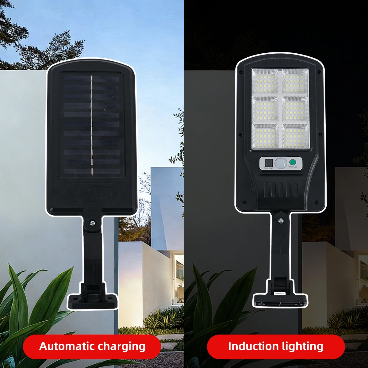 2Pcs New Solar Street Lights, Wall Lights, Post Lights, with White Light/Three-Level Adjustable Remote Control, Outdoor Street Lights with Smart Motion Sensor, Three Modes of White Light, Suitable for Outdoor Use, Garden Lighting, Landscape Door Sensor Lights