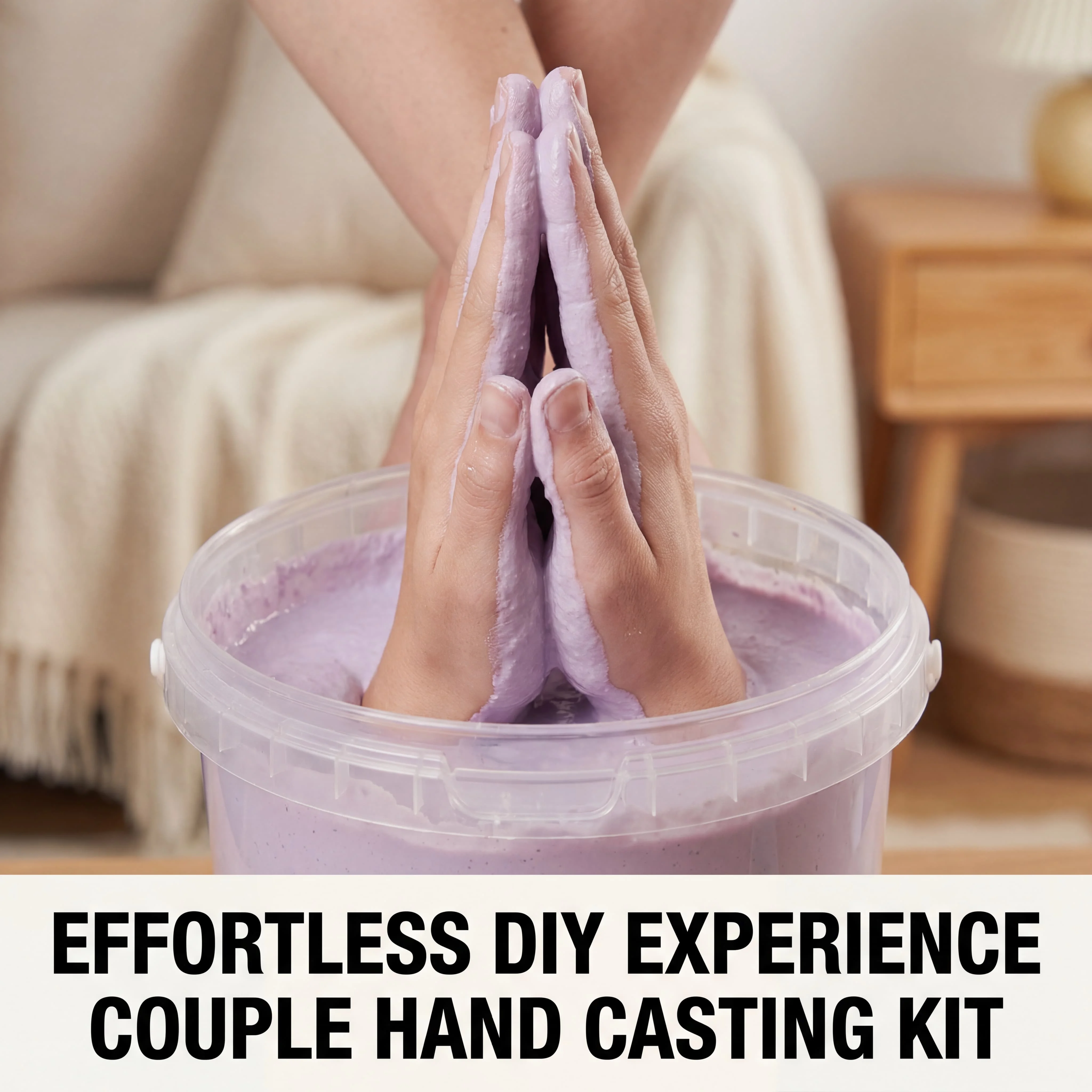 DIY Hand Mold Casting Kit For Couples 3D Hand Holding Sculpture Alginate Impression Powder Footprint Handprint Keepsake Anniversary Valentine's Day Gift Family Craft Activity