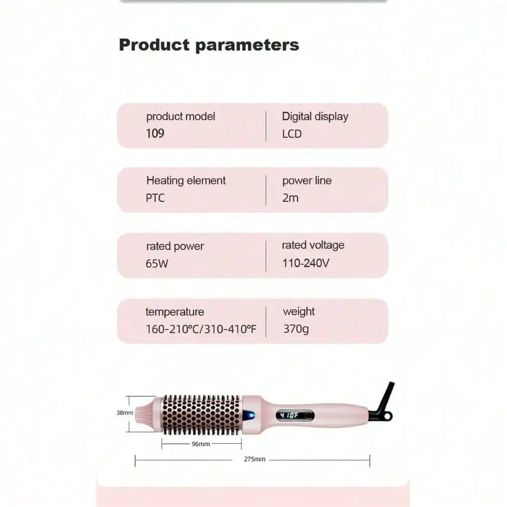 Hair Styling Tool: 2-In-1 Hot Air Brush For Straight/Curly Hair, Voluminous Looks & Perfect Bangs