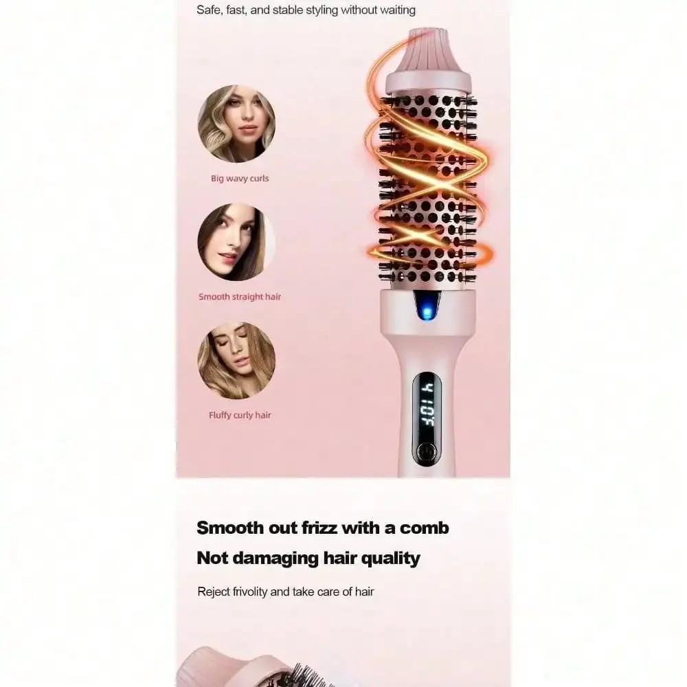 Hair Styling Tool: 2-In-1 Hot Air Brush For Straight/Curly Hair, Voluminous Looks & Perfect Bangs