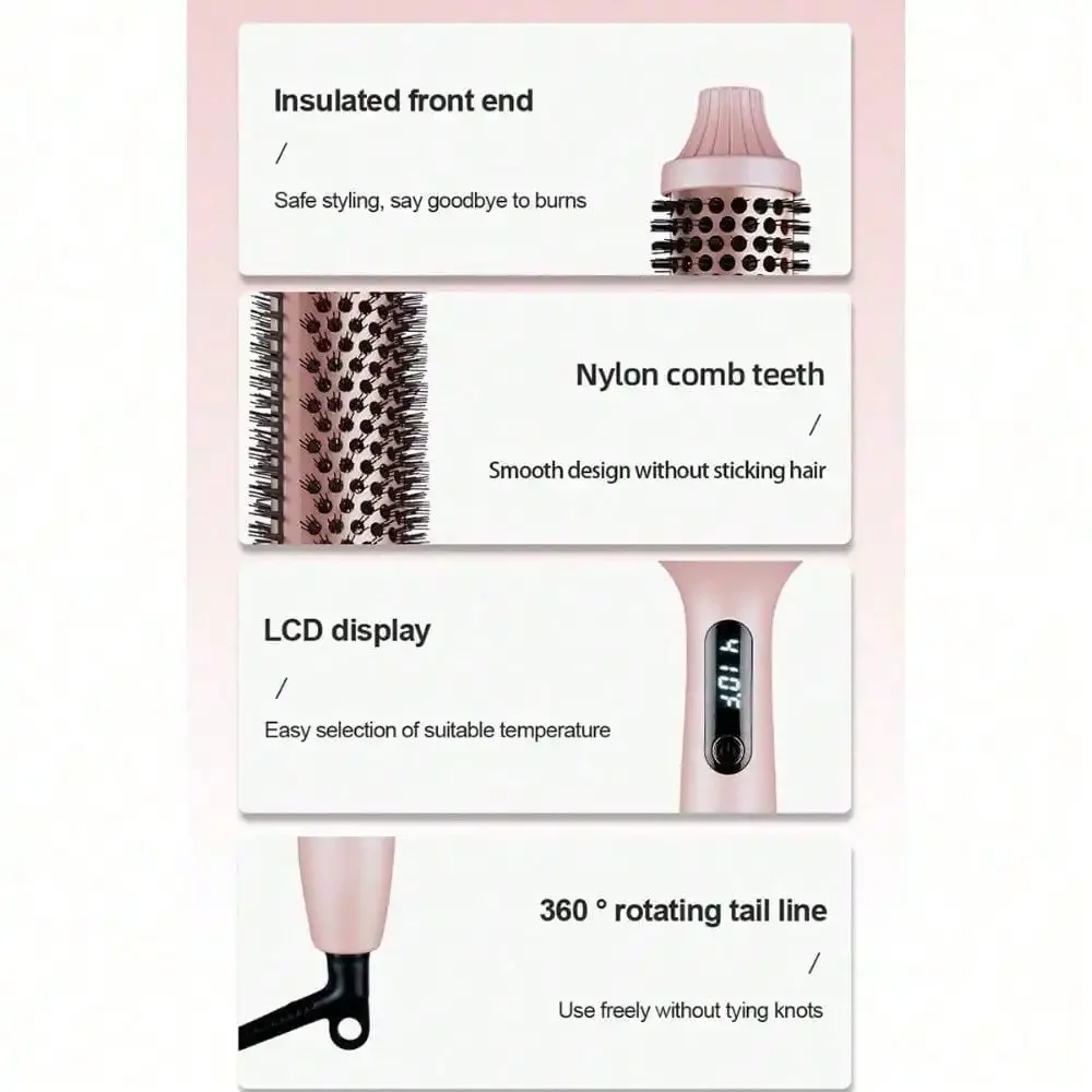 Hair Styling Tool: 2-In-1 Hot Air Brush For Straight/Curly Hair, Voluminous Looks & Perfect Bangs