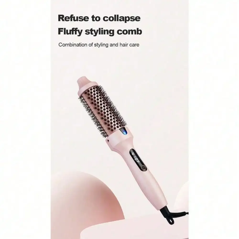 Hair Styling Tool: 2-In-1 Hot Air Brush For Straight/Curly Hair, Voluminous Looks & Perfect Bangs