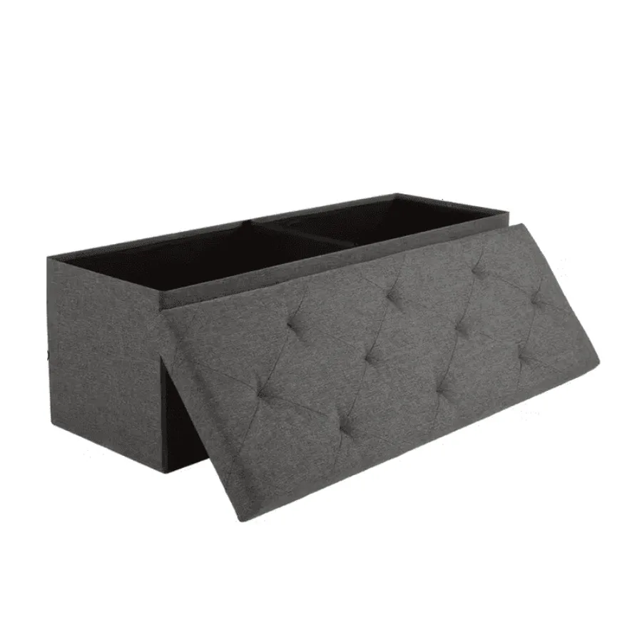 43" Foldable Storage Ottoman Bench with Bins Padded Footrest Stool for End of Bed Living Room and Entryway Holds up to 800 lbs