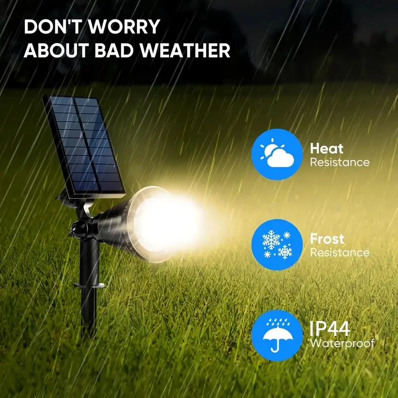 Solar Power Spot Lights Outdoor Waterproof for Christmas Decorations Flag Tree Wreath Santa Claus Snowman Bright LED Landscape Lamp Uplights for Outside Garden Yard Patio Sidewalk Warm White