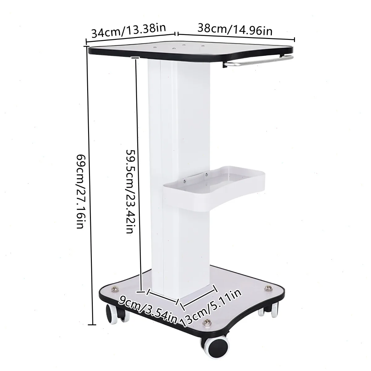  Beauty Trolley Cart with Wheels , 3-Tier Large Capacity Utility Storage , Iron Frame, Wood Tabletop, ABS Trays , Storage Shelf for Salon Spa Nail Equipment, Durable Mobile Rolling Cart