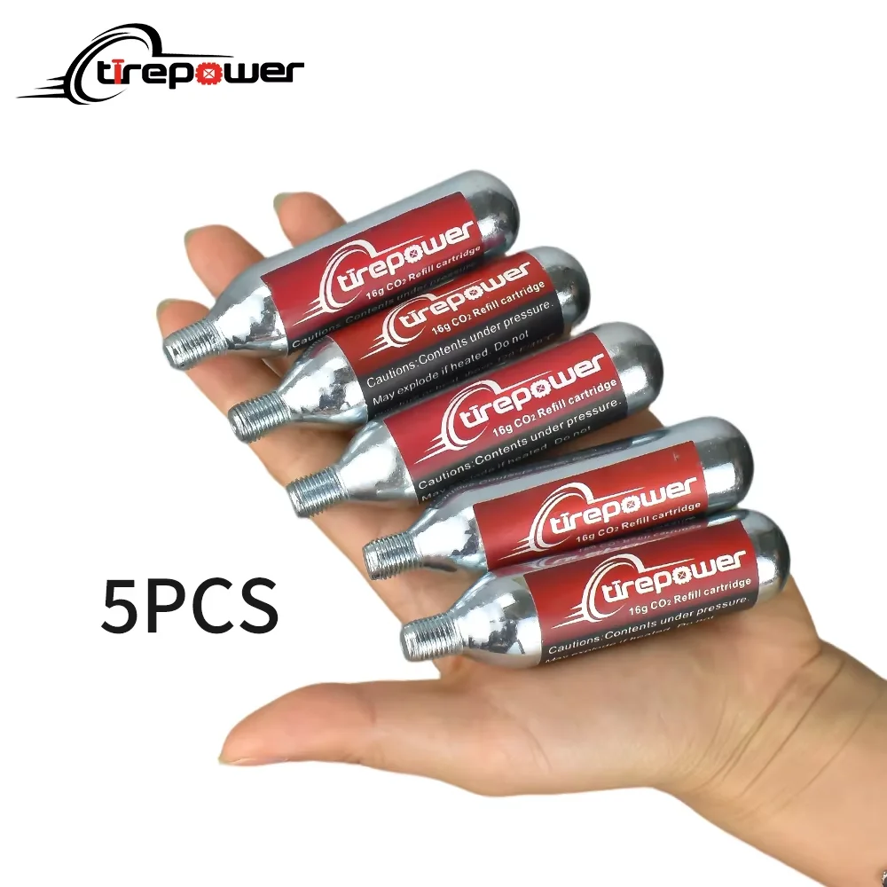 Ctrepower CO2 Bike Tire Inflator – Quick Push-Button Release Fits Presta & Schrader Valves CO2 Bike Pump or 5pcs 16g Threaded CO2 Cartridges Compatible for MTB Road Bikes