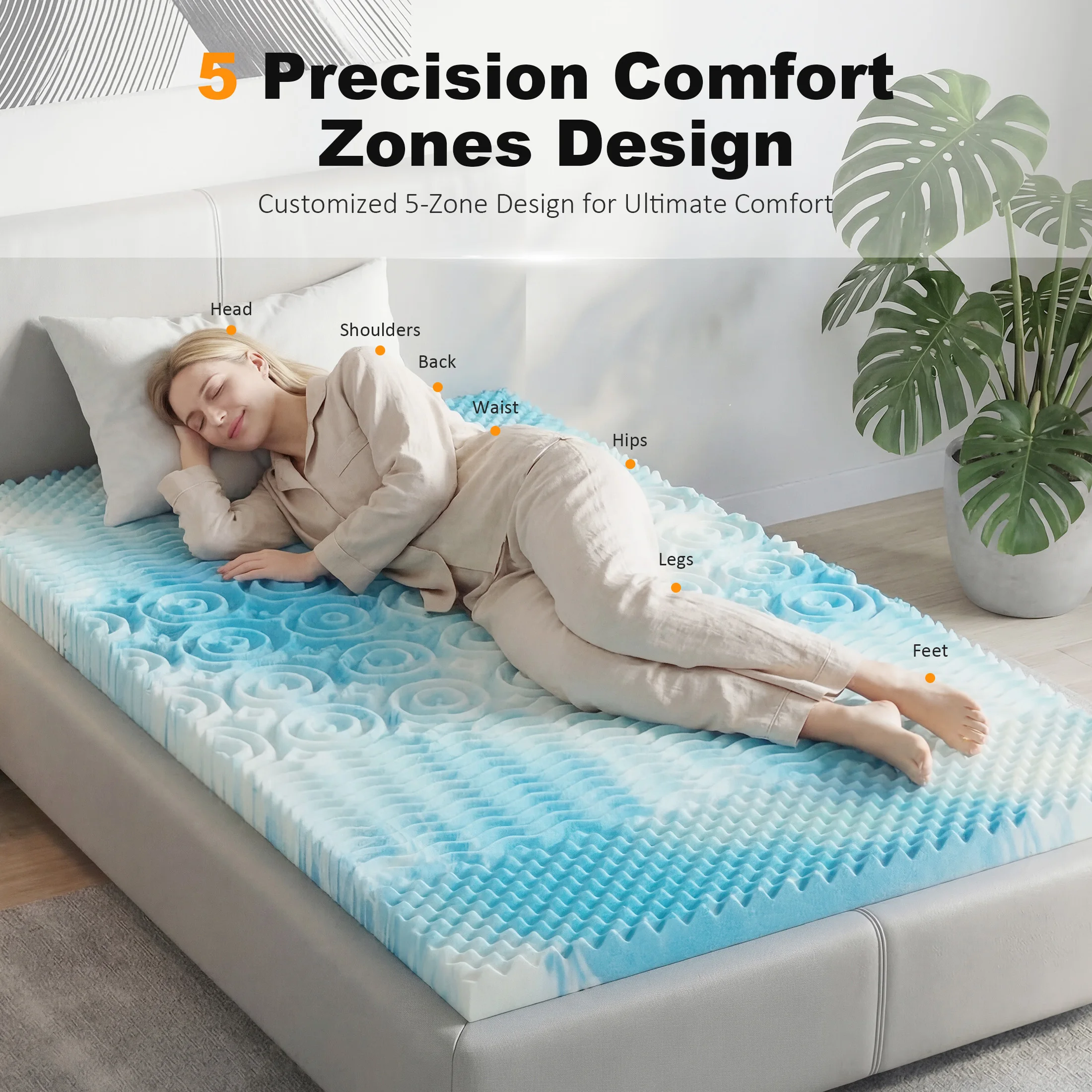 MCQ Memory Foam Mattress Topper 3 Inch Thick Gel Infused Cooling Toppers Pad for Full Size Bed Sleeper Sofa CertiPUR US Certifie