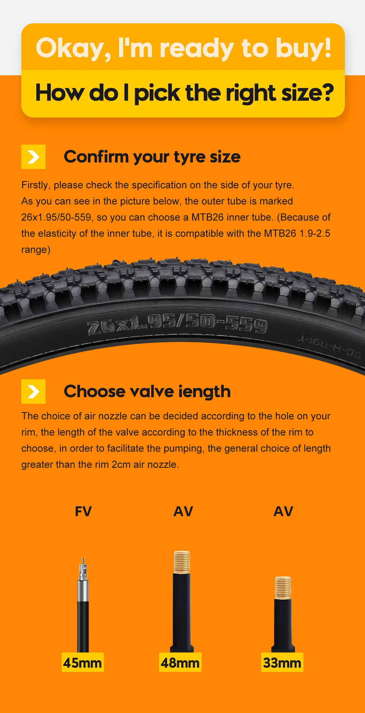 2 Pcs CYCLAMI Mountain Bike Inner Tube UltraLight MTB 26 27.5 29 Inch TPU Hose Metal Presta Valve 45mm FV For Mountain 1.9 - 2.5