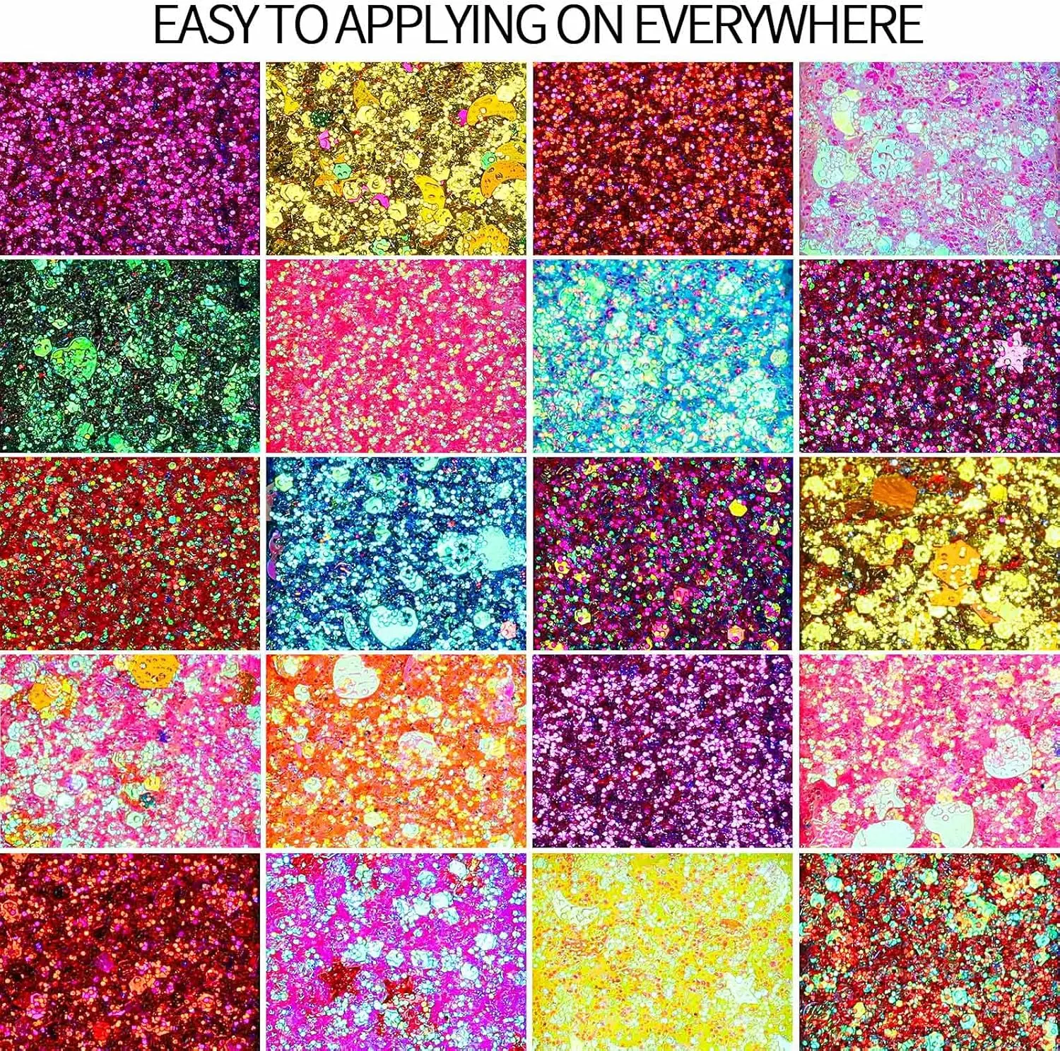Waterproof Face Glitter Gel for Women Girls 40 Colors No Glue Needed Face Body Makeup for Halloween Rave Carnival Party Cosplay Sparkle Glitter