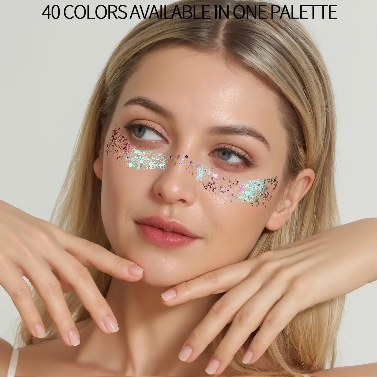 Waterproof Face Glitter Gel for Women Girls 40 Colors No Glue Needed Face Body Makeup for Halloween Rave Carnival Party Cosplay Sparkle Glitter