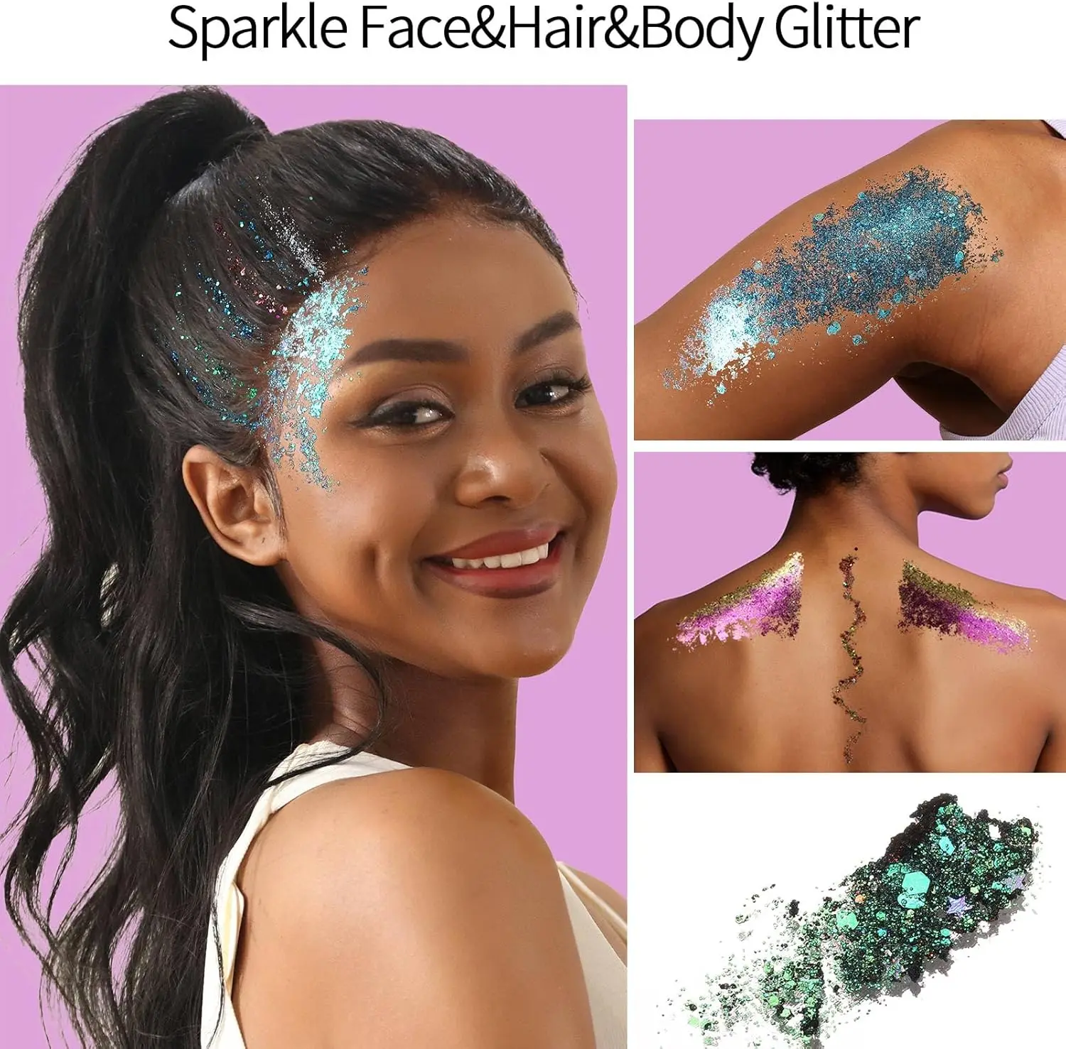 Waterproof Face Glitter Gel for Women Girls 40 Colors No Glue Needed Face Body Makeup for Halloween Rave Carnival Party Cosplay Sparkle Glitter