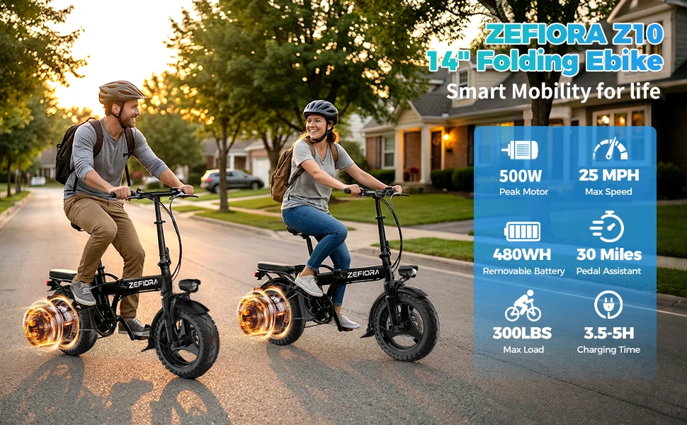 14 Inch 500W Ebike with Ergonomic Adjustable Seat, UL2849 Safety Certified, Front Brake, Factory Original, US Warehouse Shipping