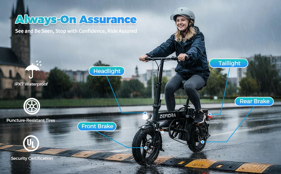 14 Inch 500W Ebike with Ergonomic Adjustable Seat, UL2849 Safety Certified, Front Brake, Factory Original, US Warehouse Shipping