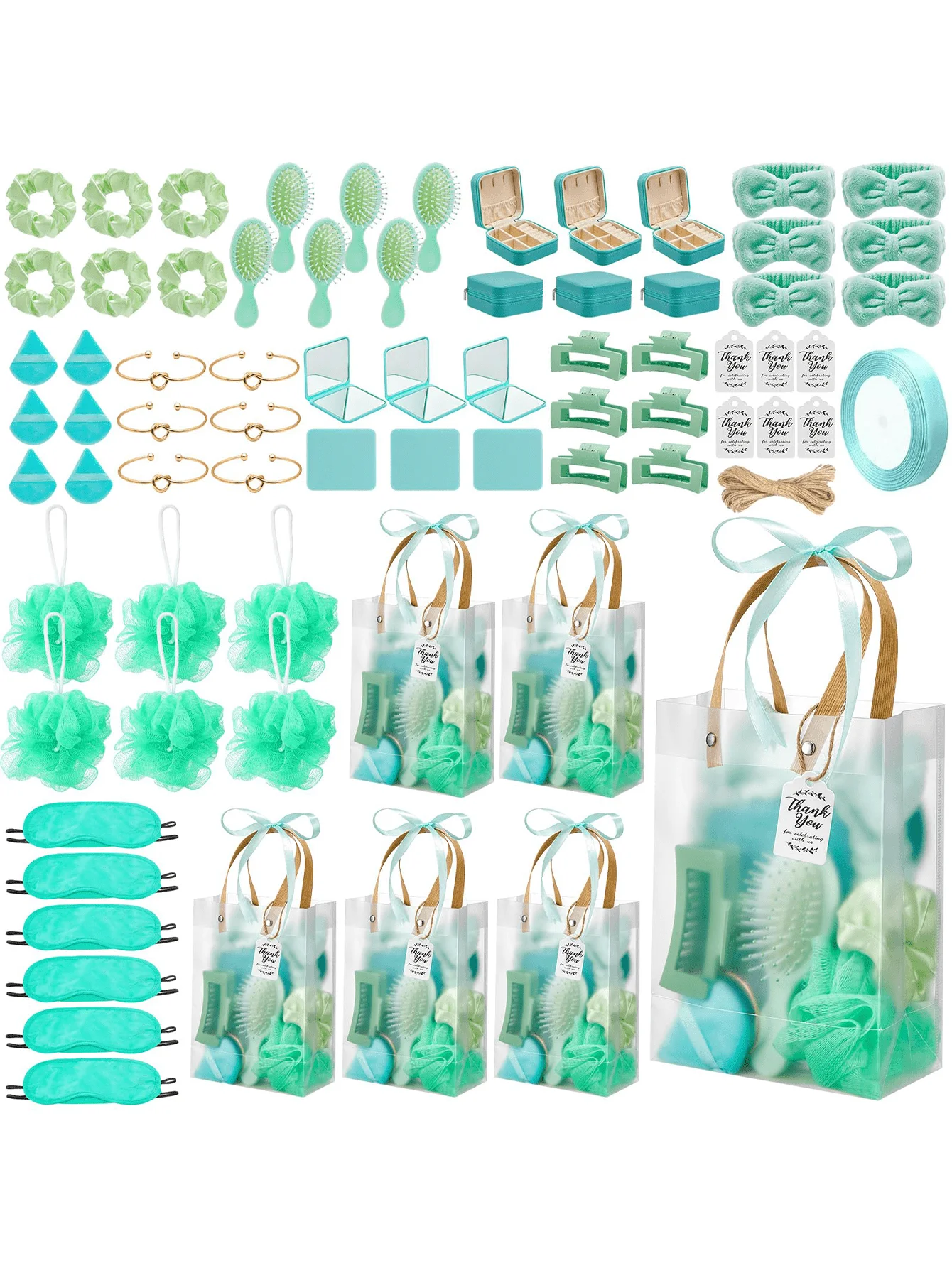 Baby Shower Prizes Modern Sleek 74 Pcs Blue Game Winners Gifts Clear Tote Bags Spa Headbands Puffs Mirrors Jewelry Boxes For Bridal Shower Bachelorette Party Wedding Favors Party Supplies Housewarming Gift Mother's Day Gift