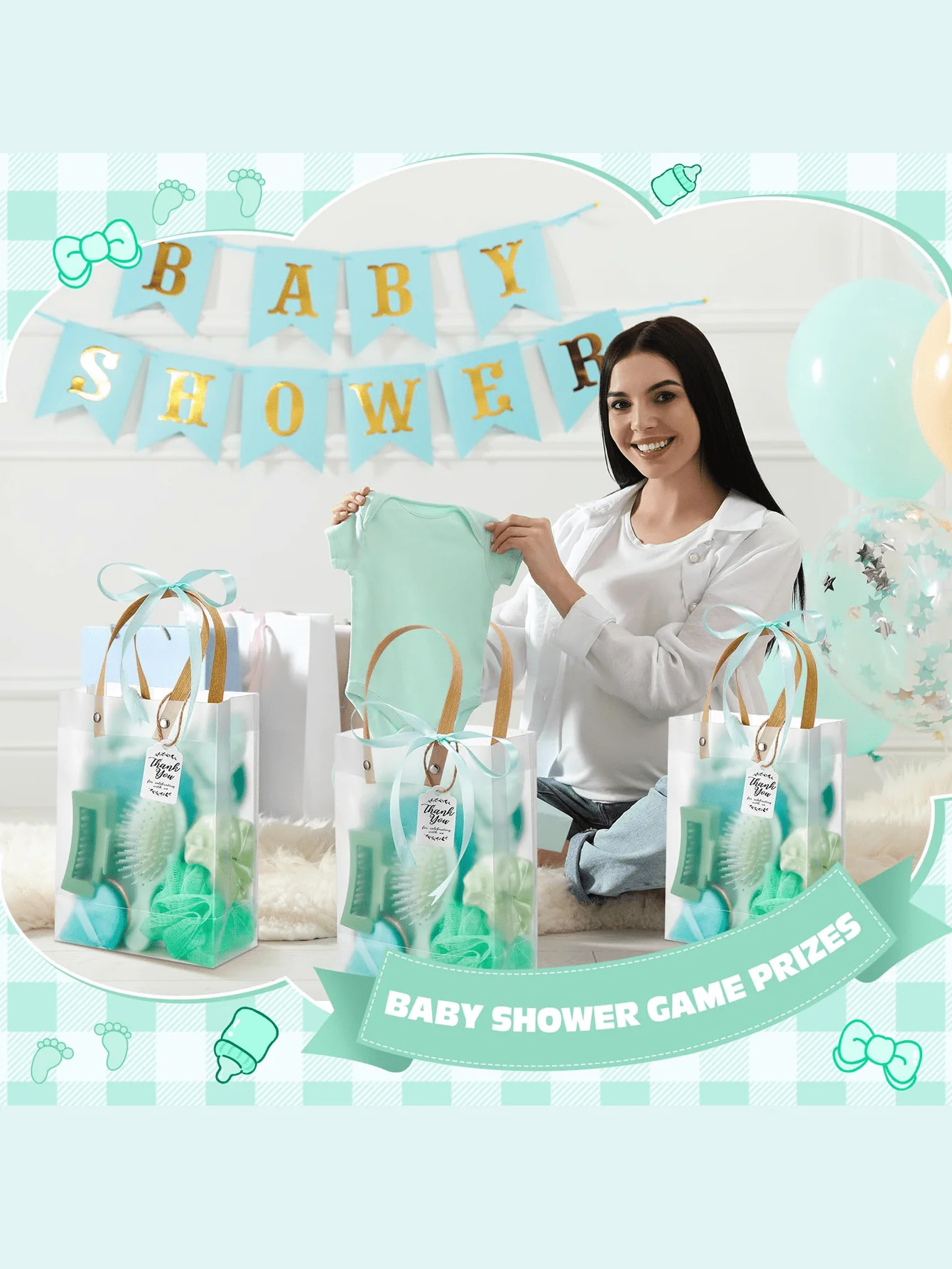 Baby Shower Prizes Modern Sleek 74 Pcs Blue Game Winners Gifts Clear Tote Bags Spa Headbands Puffs Mirrors Jewelry Boxes For Bridal Shower Bachelorette Party Wedding Favors Party Supplies Housewarming Gift Mother's Day Gift