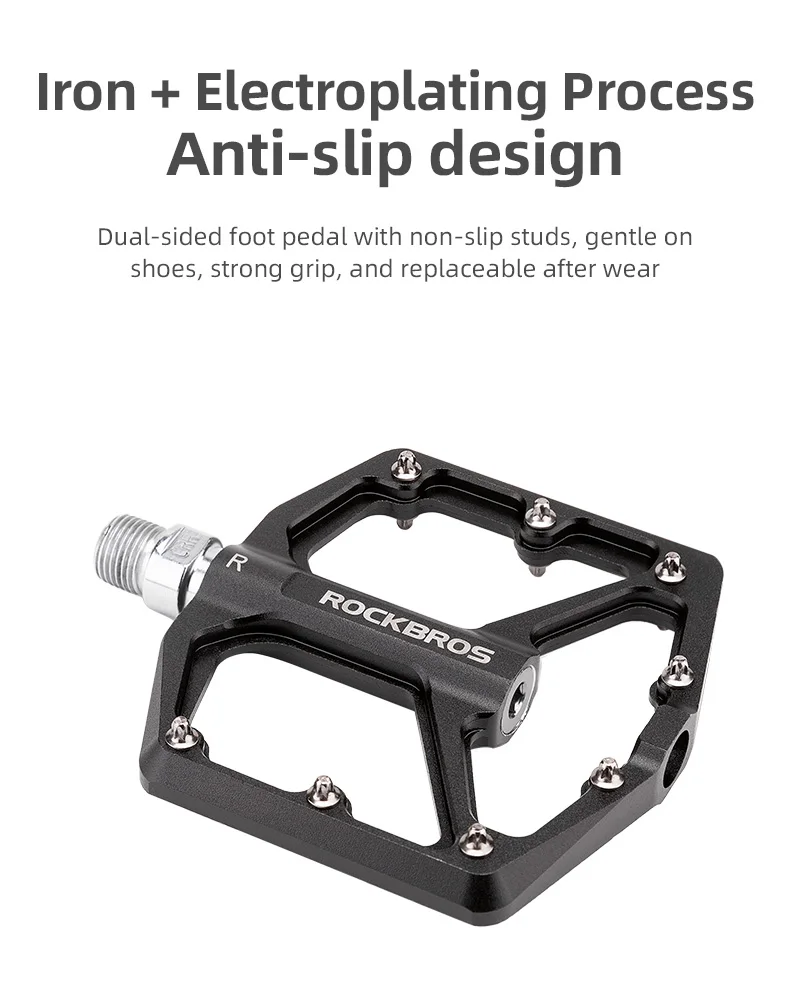 ROCKBROS Bike Pedals Aluminum Alloy Anti-slip One-Piece Ultralight Sealed Bearing Cycling Pedals Waterproof Bicycle Accessories