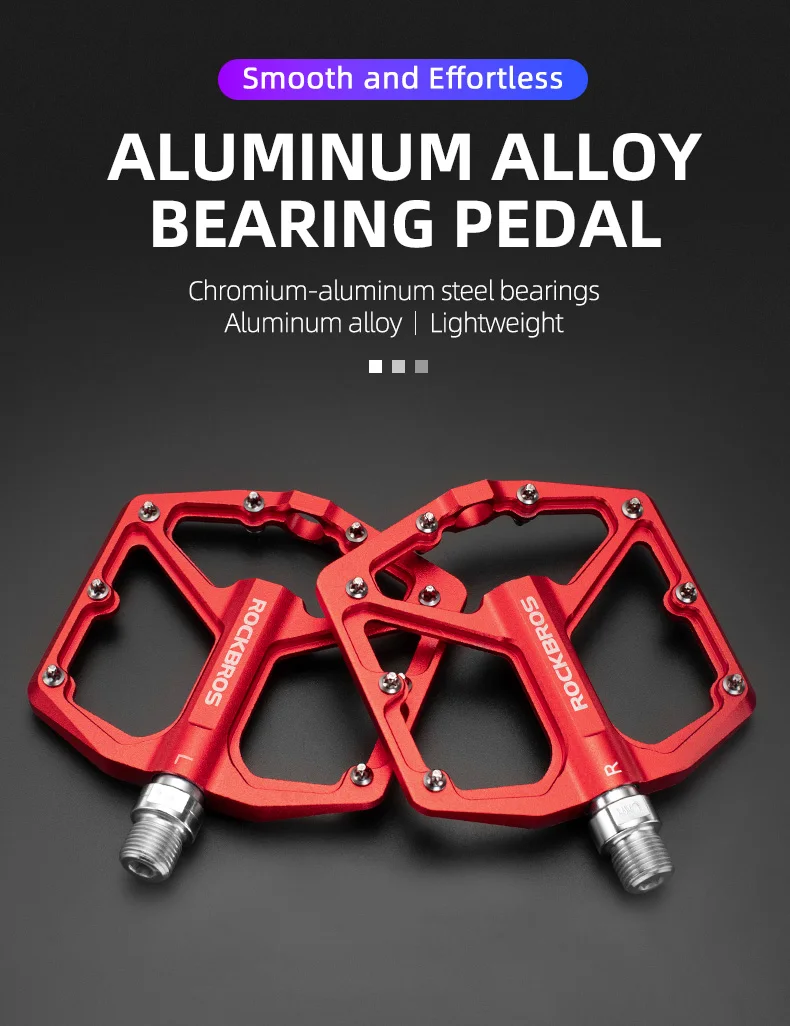 ROCKBROS Bike Pedals Aluminum Alloy Anti-slip One-Piece Ultralight Sealed Bearing Cycling Pedals Waterproof Bicycle Accessories