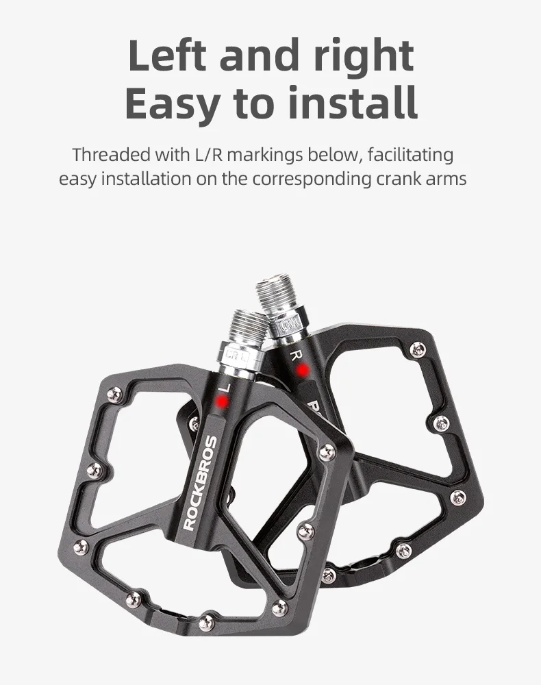 ROCKBROS Bike Pedals Aluminum Alloy Anti-slip One-Piece Ultralight Sealed Bearing Cycling Pedals Waterproof Bicycle Accessories