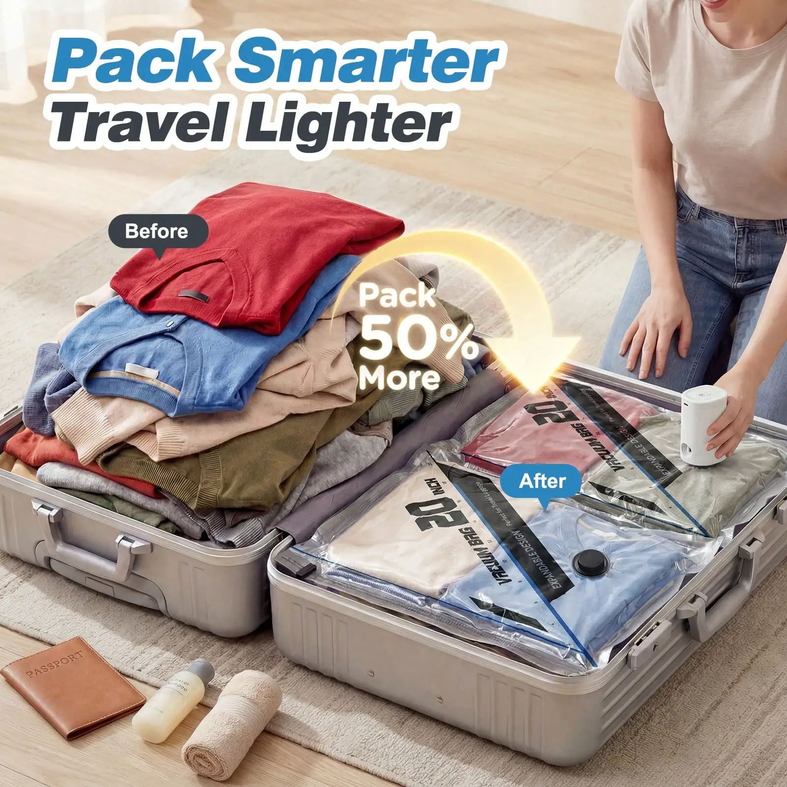 12 Pcs Travel Vacuum Seal Bags Modern Sleek Checkered Pattern Space Saving Storage Bags With Electric Rechargeable Air Pump Reusable Vacuum Storage Bags For Clothes Blankets Pillows Luggage Travel Essential