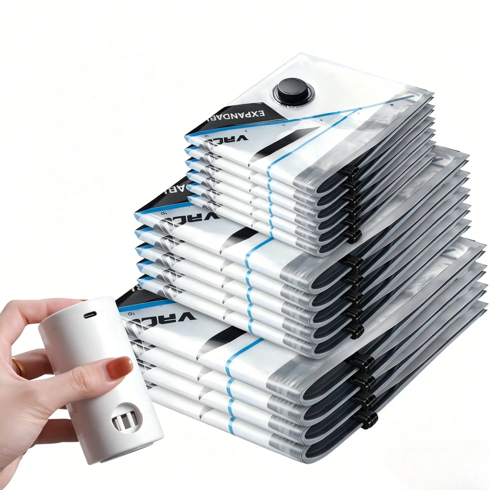 12 Pcs Travel Vacuum Seal Bags Modern Sleek Checkered Pattern Space Saving Storage Bags With Electric Rechargeable Air Pump Reusable Vacuum Storage Bags For Clothes Blankets Pillows Luggage Travel Essential