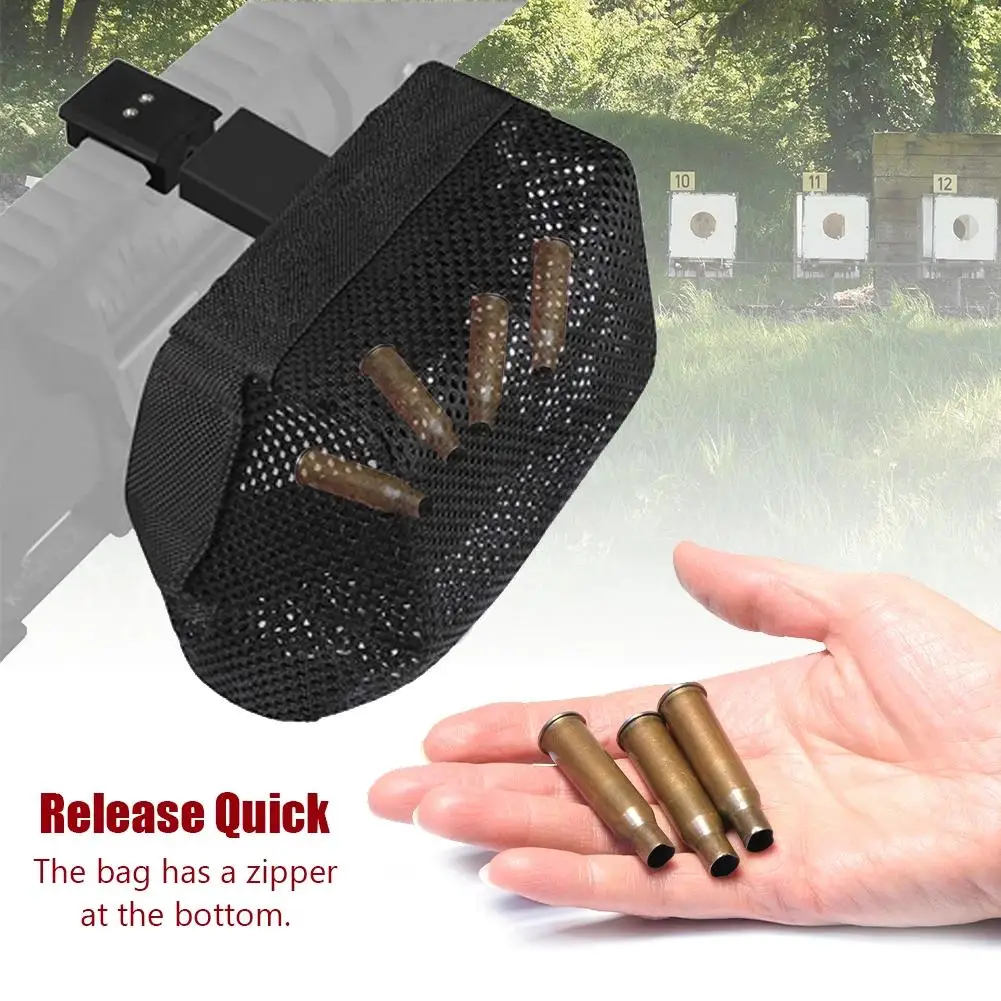 Heat Resistant Brass Catcher for Thickened Nylon Cartridge Casing Shell Catcher Net with Quick Release Zipper,  Picatinny Rail Mounts - Holds 100+ Casings