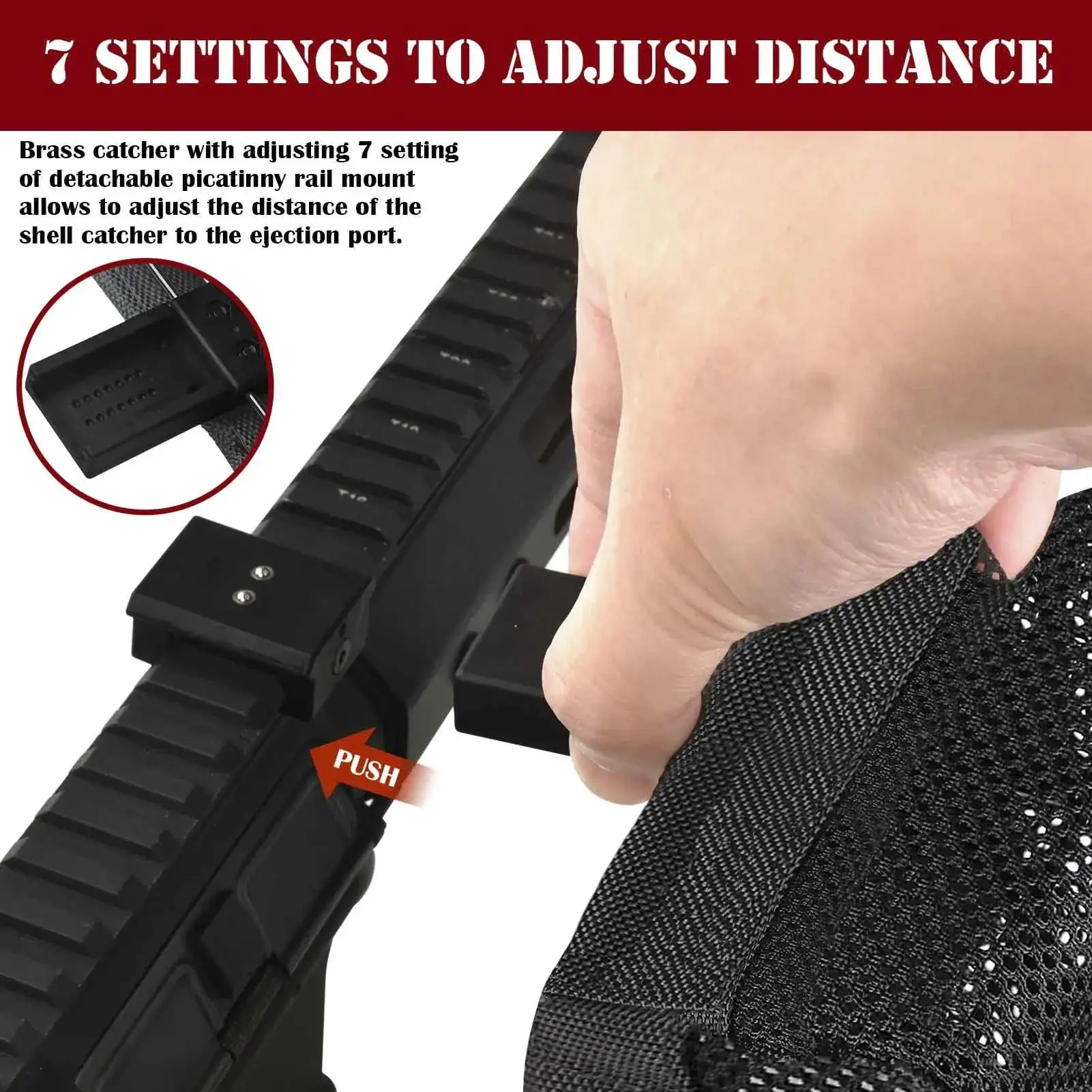 Heat Resistant Brass Catcher for Thickened Nylon Cartridge Casing Shell Catcher Net with Quick Release Zipper,  Picatinny Rail Mounts - Holds 100+ Casings