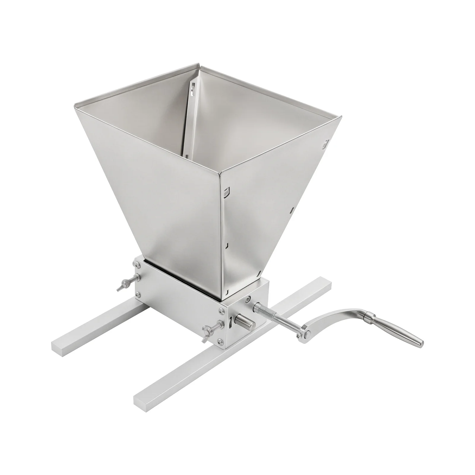 Manual Grain Mill Grinder Silver Stainless Steel 4L Hopper Adjustable Roller Gap Complete Fittings for Barley Wheat Home Beer Brewing