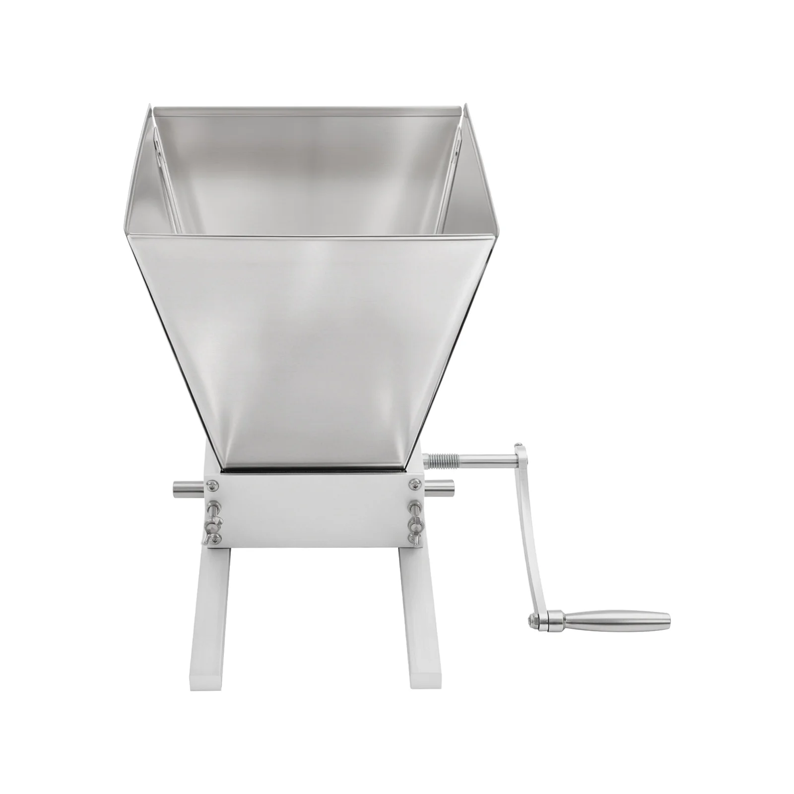 Manual Grain Mill Grinder Silver Stainless Steel 4L Hopper Adjustable Roller Gap Complete Fittings for Barley Wheat Home Beer Brewing