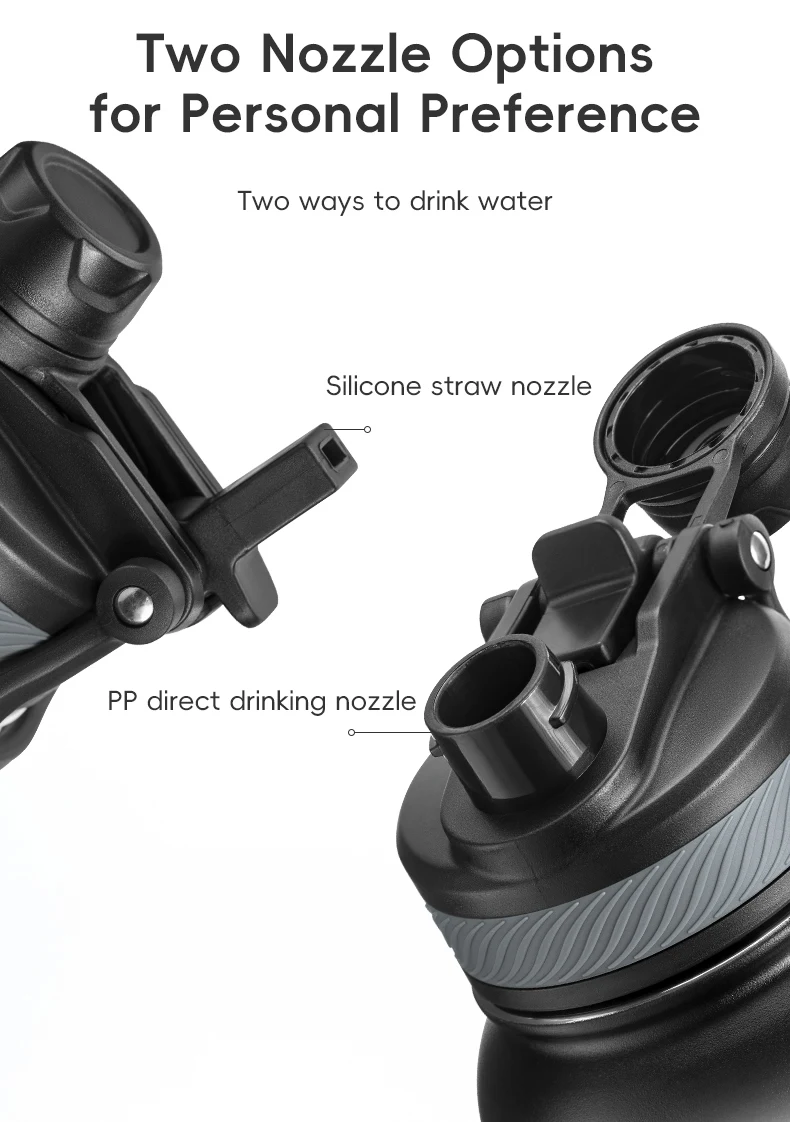 ROCKBROS Thermos Water Bottle 500ml 1000ml Thermal Cup Non Slip 304 Stainless Steel Cold And Hot Thermo Cup Cycling Hiking Equipment