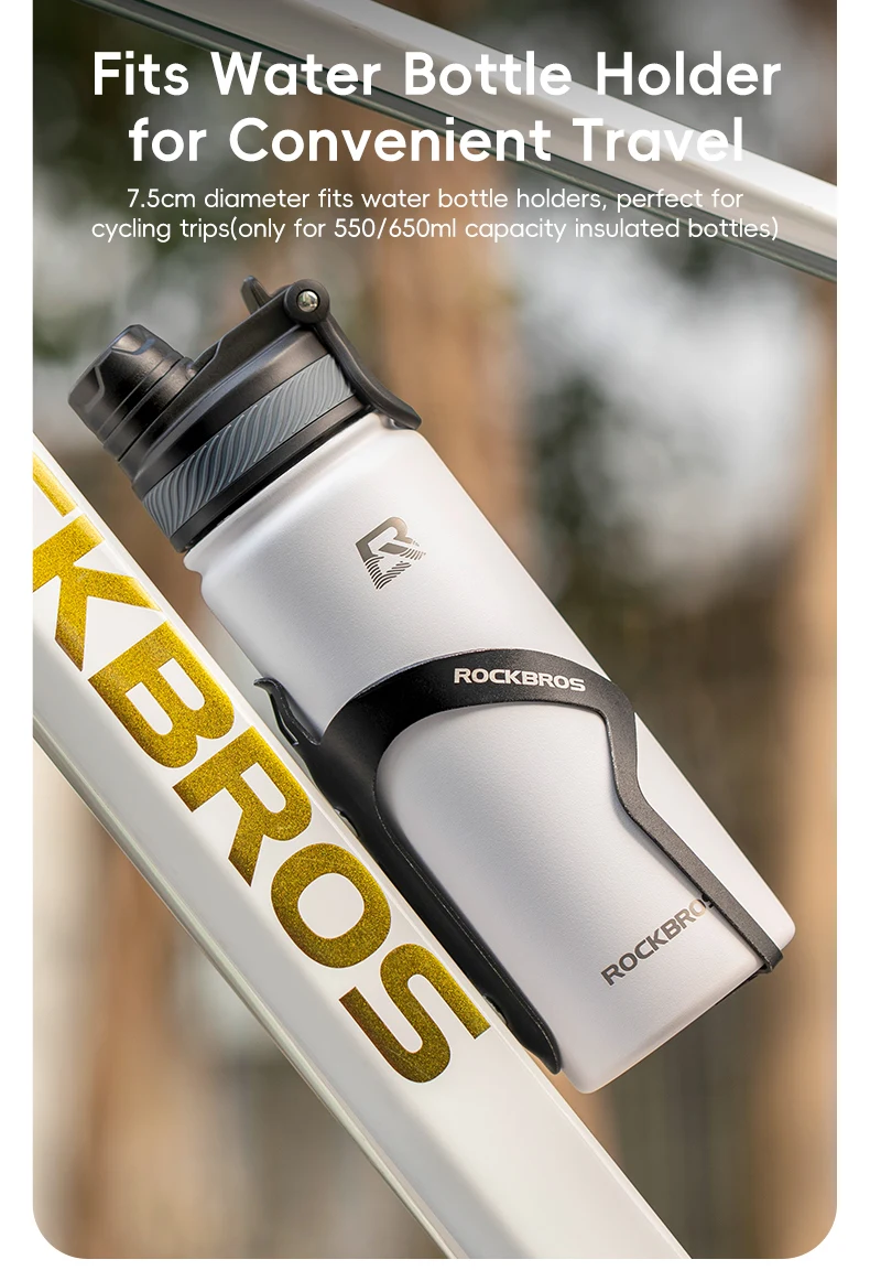 ROCKBROS Thermos Water Bottle 500ml 1000ml Thermal Cup Non Slip 304 Stainless Steel Cold And Hot Thermo Cup Cycling Hiking Equipment