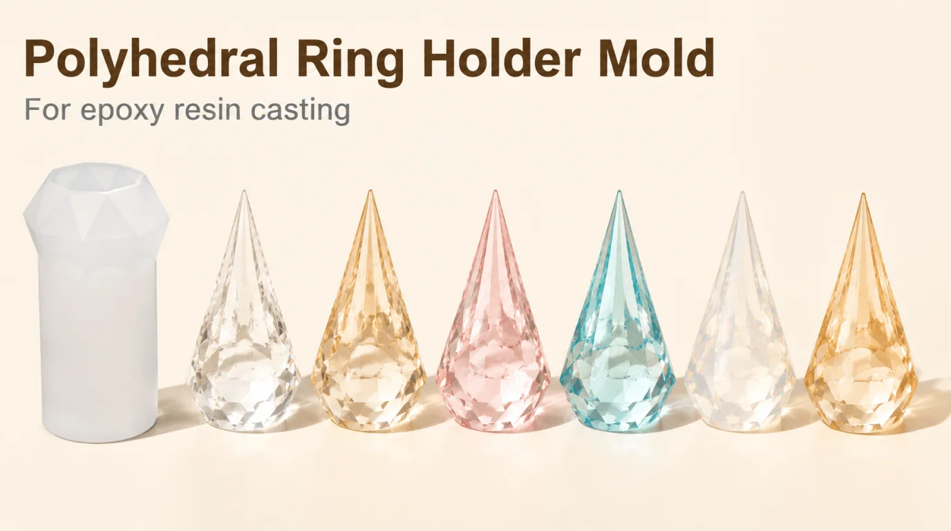 Diamond Cone Ring Base Resin Silicone Moulds, Multi Faceted Pyramid Silicone Moulds for Epoxy Resin Casting, Suitable for Ring Bases, Wedding Decorations, Engagement Gifts, Decorative Home Accessories and DIY Resin Crafts