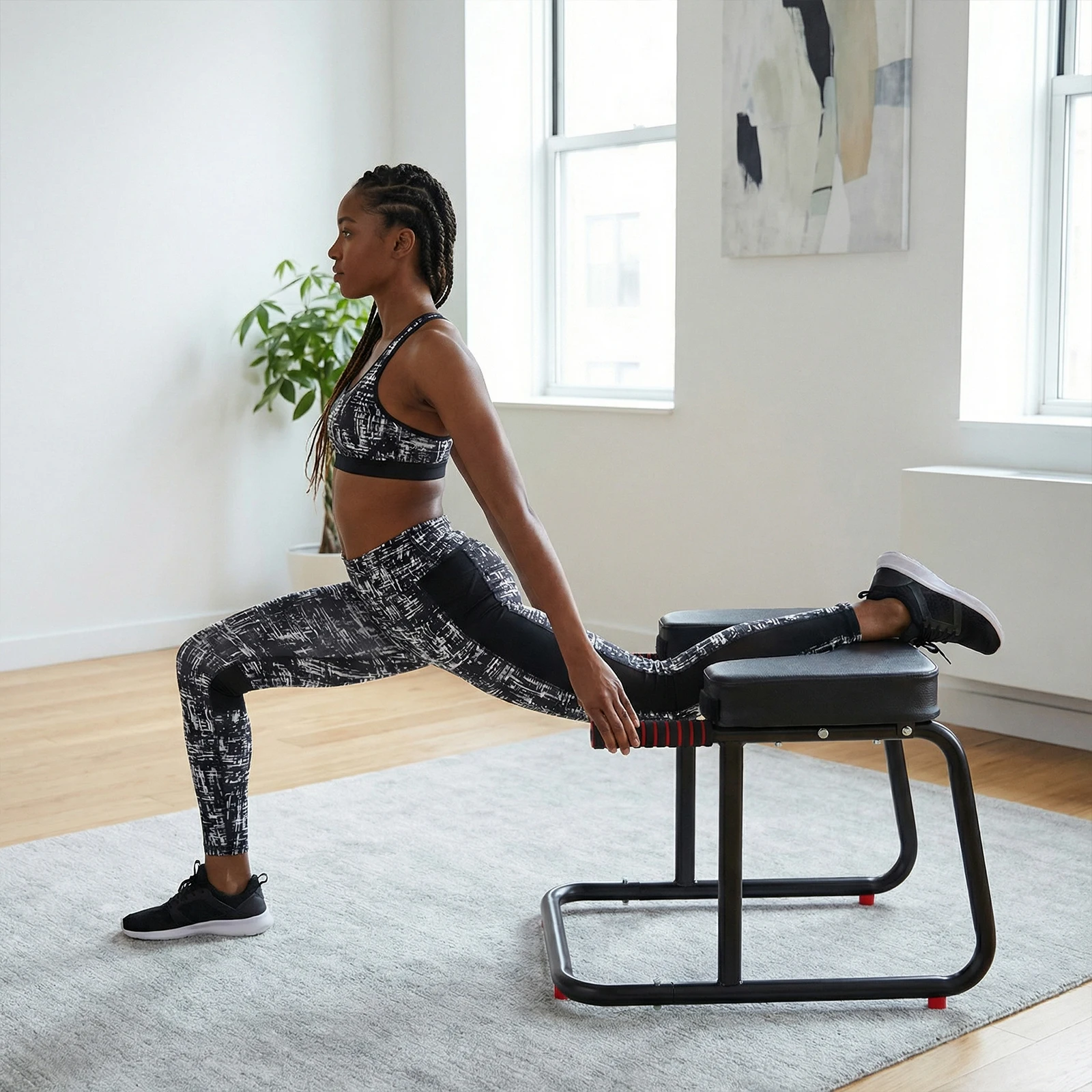 Yoga Headstand Bench Loading 550Lbs Handstand Trainer Bench with Anti-Slip Mat Metal Frame & PU Pads for Workout Fitness and Gym