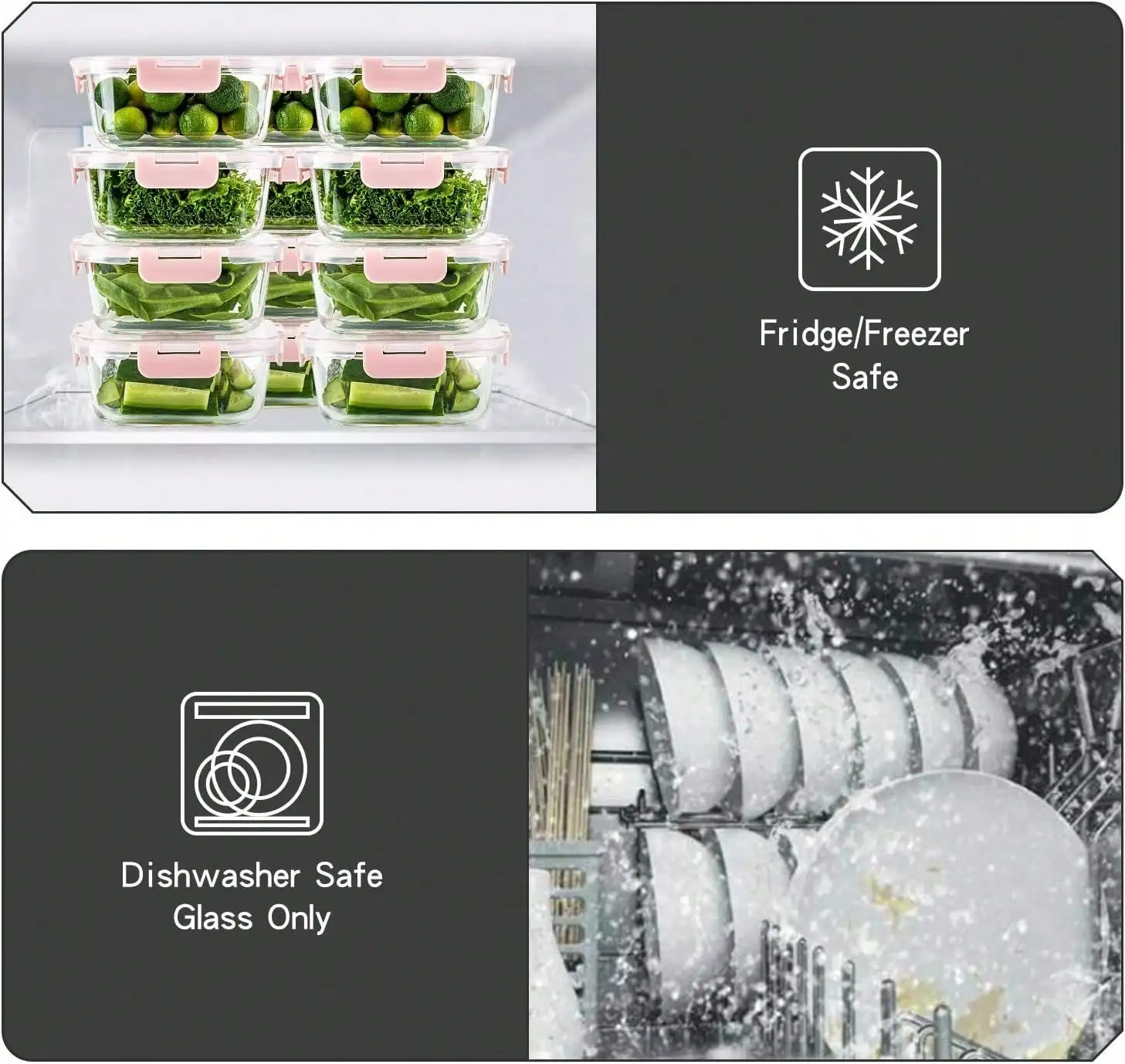 Glass Food Storage Containers Modern Cute Clear Glass Meal Prep Containers 10 Pack Pink Snap Locking Lids Airtight Leakproof Glass Lunch Boxes For Kitchen Storage Leftovers On The Go Thanksgiving Christmas Housewarming Gift
