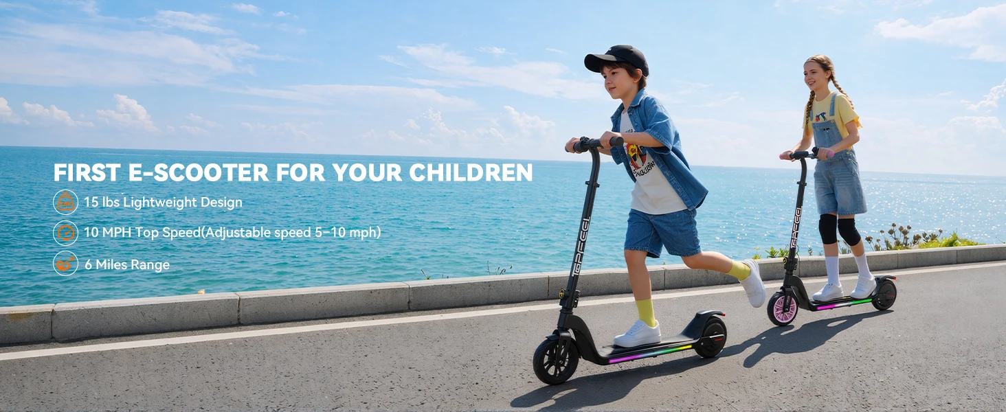 C10 Kids Electric Scooter with LED Display, 250W Motor 10 MPH Max Speed 6 Miles Range, 3 Adjustable Heights, 6.5" Solid Tires Foldable Electric Scooter for Boys Girls Ages 6-12