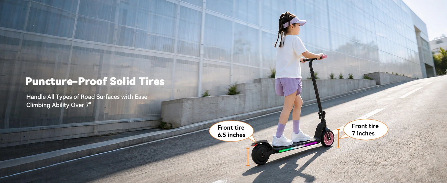 C10 Kids Electric Scooter with LED Display, 250W Motor 10 MPH Max Speed 6 Miles Range, 3 Adjustable Heights, 6.5" Solid Tires Foldable Electric Scooter for Boys Girls Ages 6-12