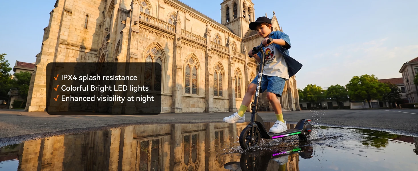 C10 Kids Electric Scooter with LED Display, 250W Motor 10 MPH Max Speed 6 Miles Range, 3 Adjustable Heights, 6.5" Solid Tires Foldable Electric Scooter for Boys Girls Ages 6-12