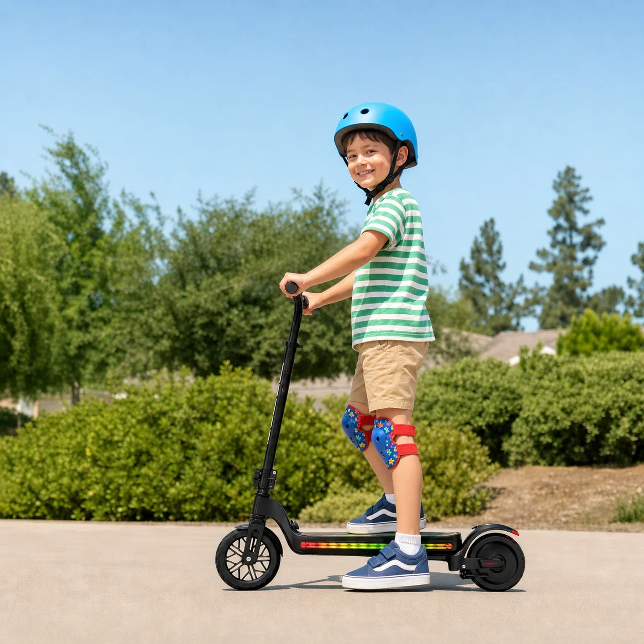 C10 Kids Electric Scooter with LED Display, 250W Motor 10 MPH Max Speed 6 Miles Range, 3 Adjustable Heights, 6.5" Solid Tires Foldable Electric Scooter for Boys Girls Ages 6-12