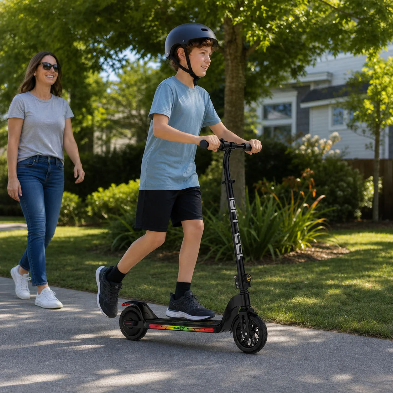 C10 Kids Electric Scooter with LED Display, 250W Motor 10 MPH Max Speed 6 Miles Range, 3 Adjustable Heights, 6.5" Solid Tires Foldable Electric Scooter for Boys Girls Ages 6-12