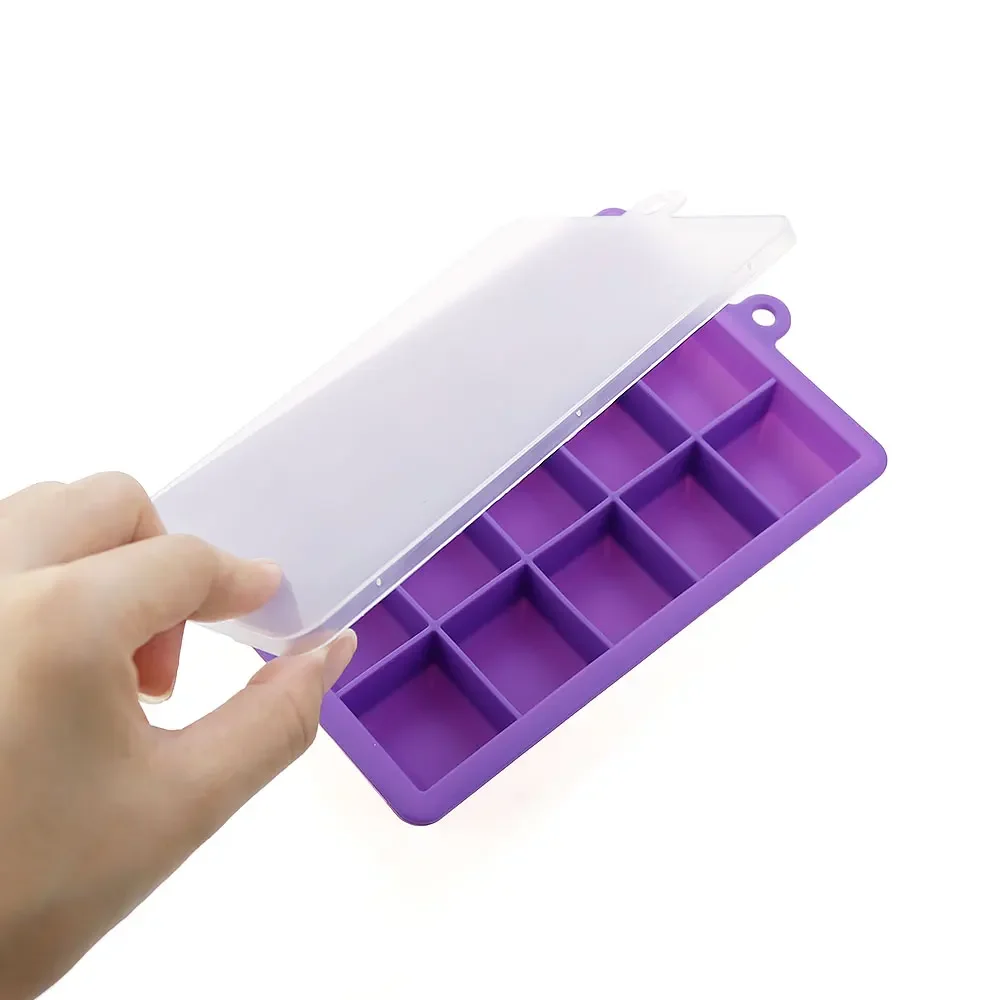 Silicone World Silicone Ice Cube Mold 15/24 Grids Square With Lids Trays Icecream Cold Drinks Whiskey Cocktails Tools Ice Mold