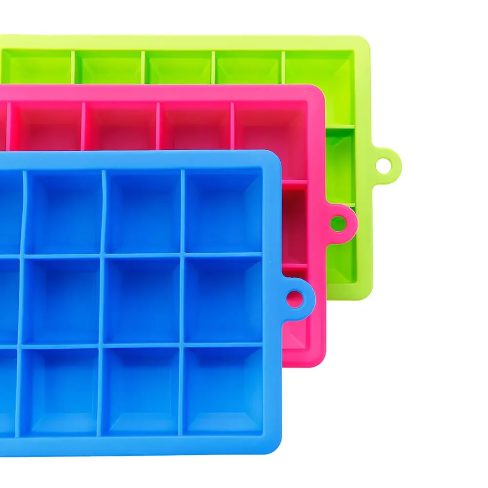 Silicone World Silicone Ice Cube Mold 15/24 Grids Square With Lids Trays Icecream Cold Drinks Whiskey Cocktails Tools Ice Mold