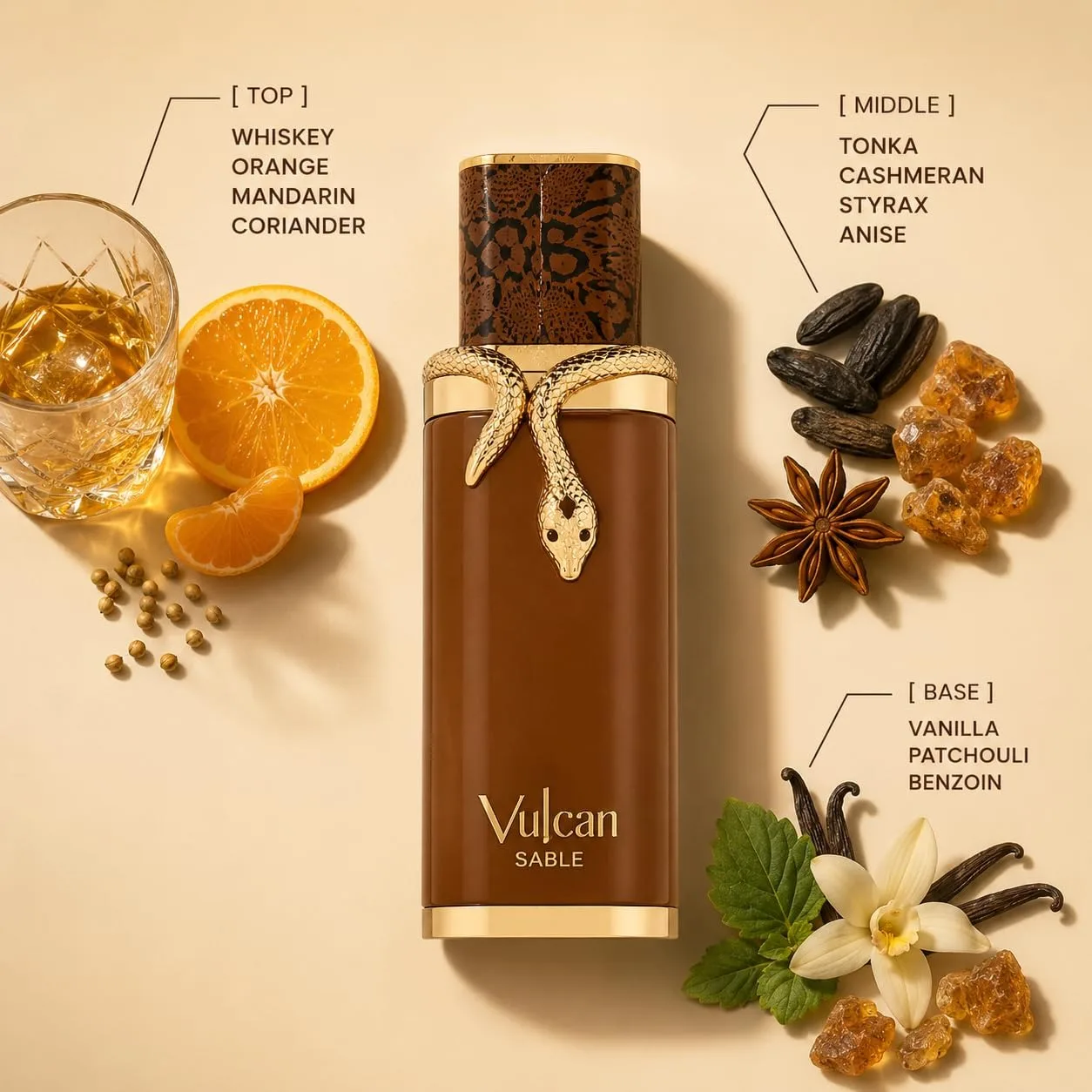 French Avenue Vulcan Sable - Whiskey, Coriander, Tonka, Patchouli, Benzoin - Eau De Parfum 3.4Oz/100ml