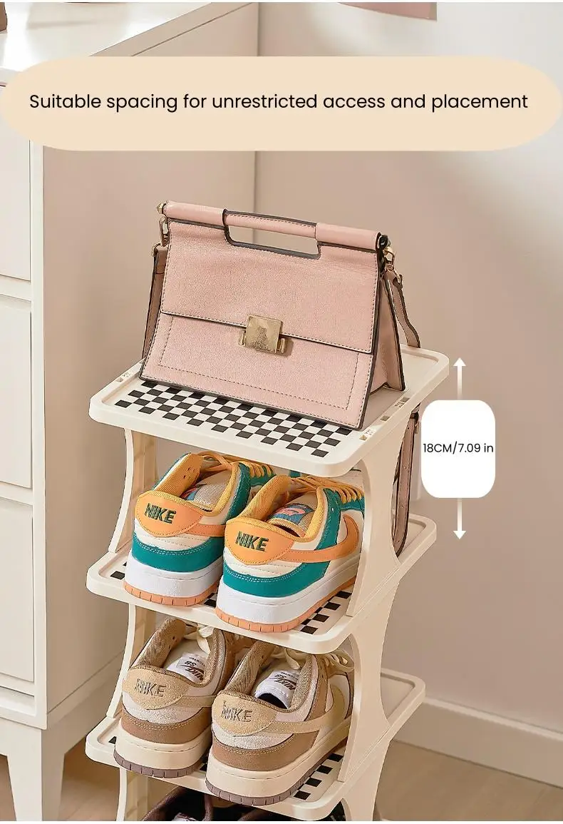 Foldable Shoe Rack 6/9-Tier Collapsible Shoe Organizer Space-Saving Vertical Shoe Storage Tower Freestanding Corner Shoe Shelf Cabinet Multifunctional Stand for Home Entryway Closet