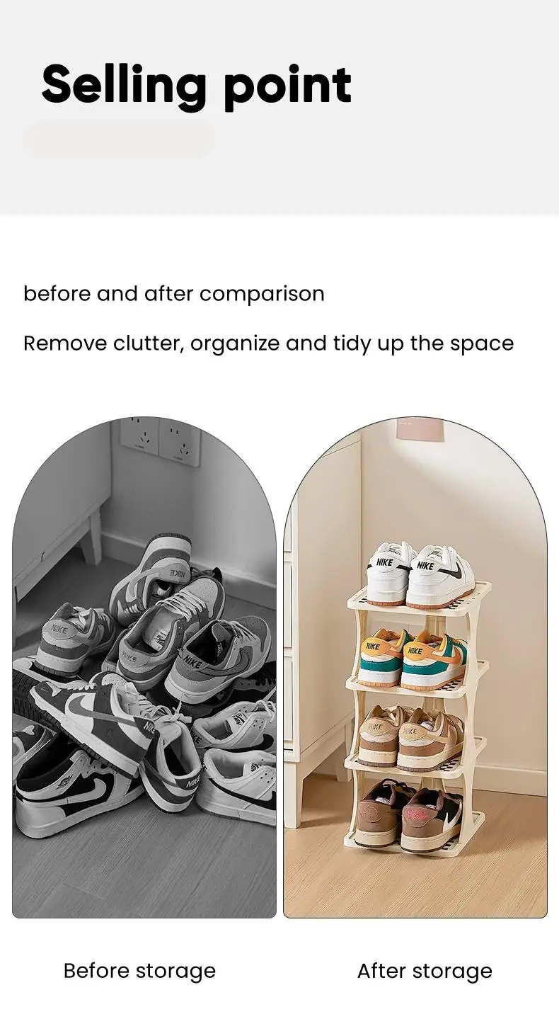 Foldable Shoe Rack 6/9-Tier Collapsible Shoe Organizer Space-Saving Vertical Shoe Storage Tower Freestanding Corner Shoe Shelf Cabinet Multifunctional Stand for Home Entryway Closet